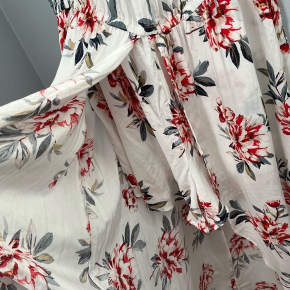 Red and White Ruched Asymmetrical Sundress,jumpsuit - Picture 3 of 14